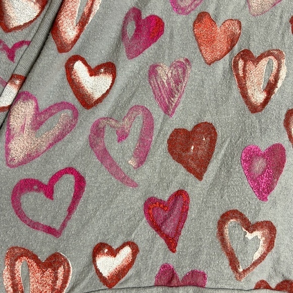 Chaser all over heart print graffiti sweatshirt size medium grey pink women’s - Picture 2 of 4
